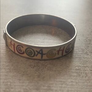 Coach Multicolor Logo Enamel Bracelet with Silver Edges